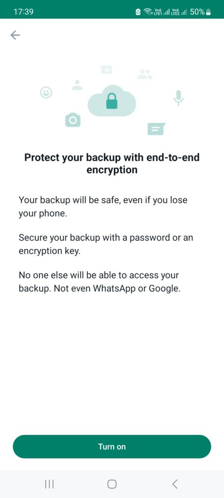 WhatsApp end to end encrypted backup mfolio360.com